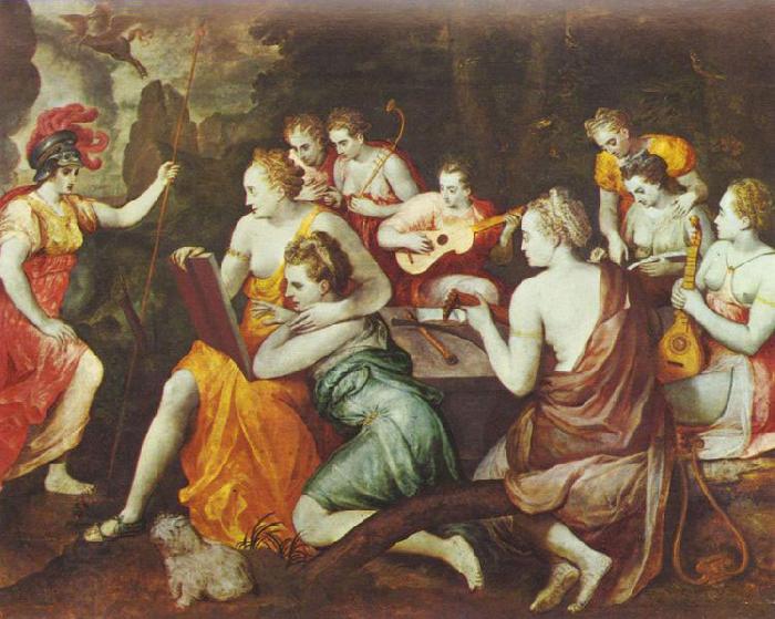 Frans Floris de Vriendt Athene bei den Musen